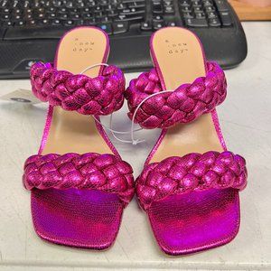 Women's Metallic Pink Basil Mule with Round Heels  A New Day Size 6